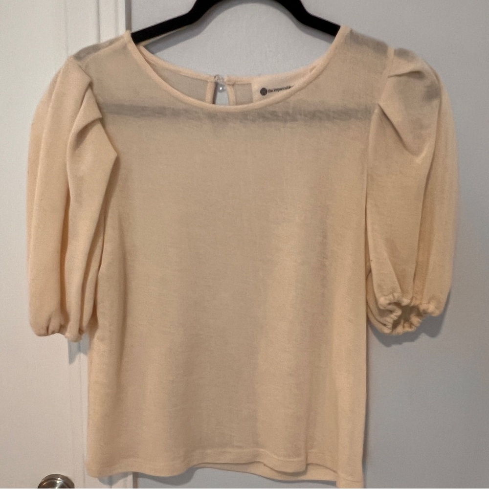 The Impeccable Pig Tan Ribbed 3/4 Sleeve Blouse